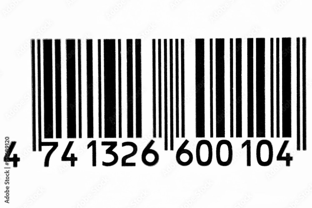 Frontal view black barcode in white background